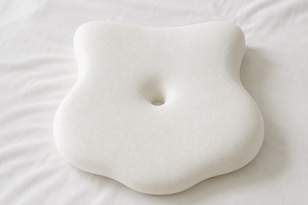 El núcleo de espuma desnudo, sin funda, con su silueta de mariposa y el hueco central